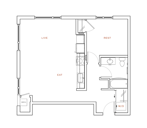 A floor plan of a house with labeled rooms.